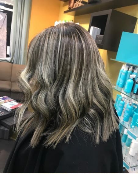 Smoky blonde highlights with waves