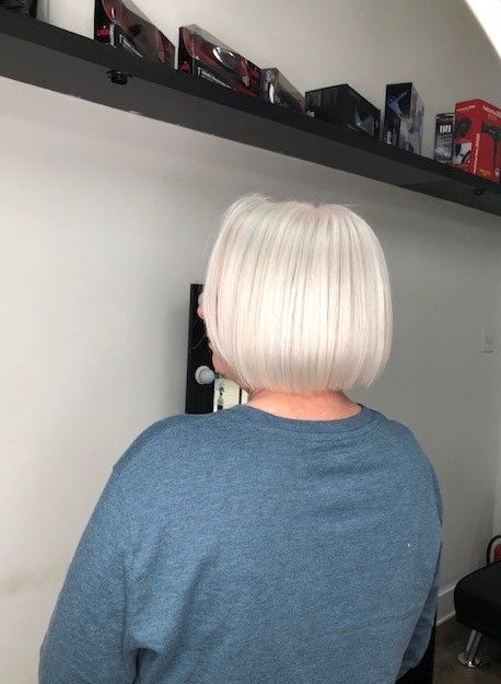 Platinum blonde rounded bob