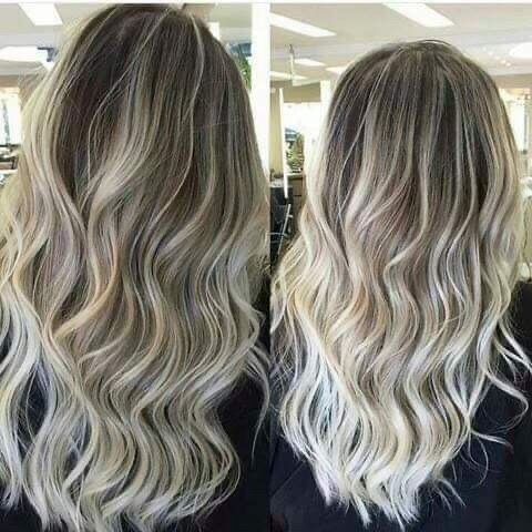Icy blonde highlights, before and after