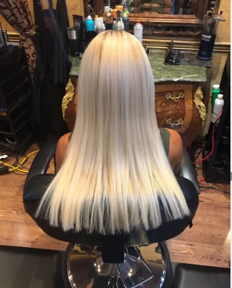 Sleek platinum blonde straight hair
