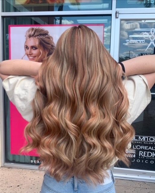 Long golden-brown waves